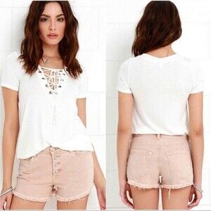 Blank NYC Blush Wedge Denim Jean Shorts